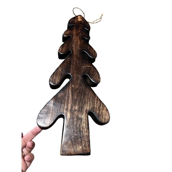Handcrafted in India Solid Wood Christmas Tree Rustic Minimalist Design - Picture 3 of 6